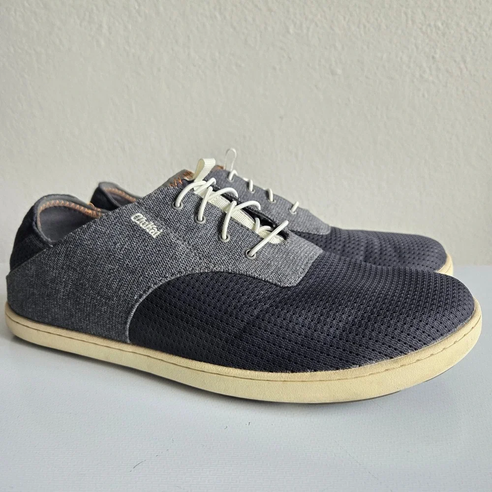 OluKai Nohea Moku Mens 10.5 Charcoal Dark Shadow Boat‎ Shoes Sneakers 10283-6C6C